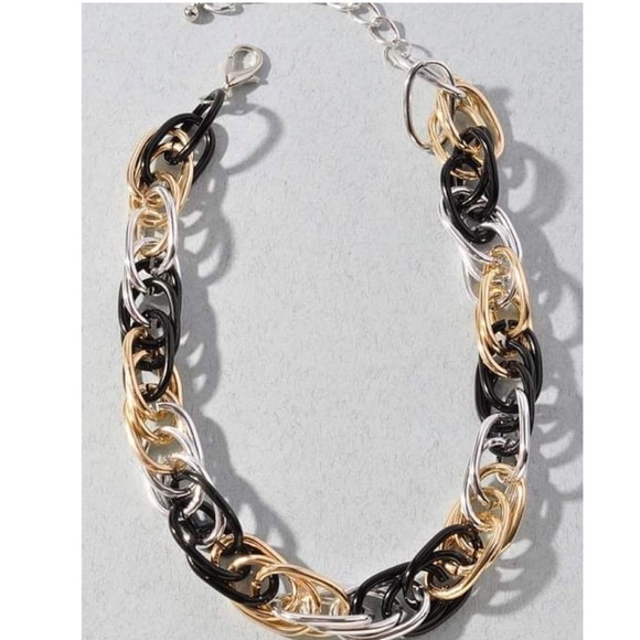 Chunky gold, silver & black necklace. NWT - Picture 1 of 2